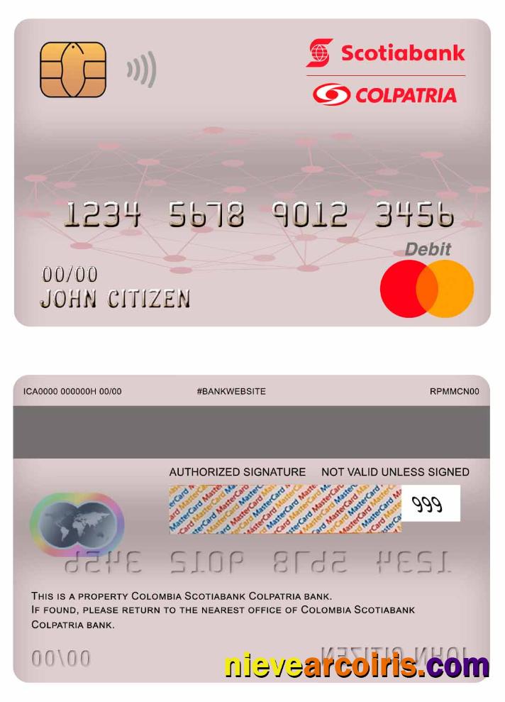 Colombia Scotiabank Colpatria bank master debit card